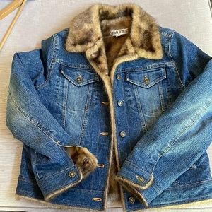 Faux Fur lined denim jacket
